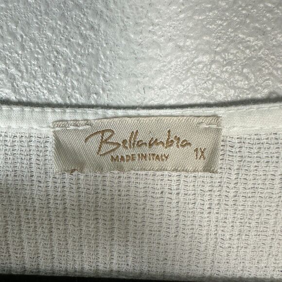 Bella Umbra Italy Linen White Short Sleeve Flowy Blouse Size 1X - Picture 2 of 5
